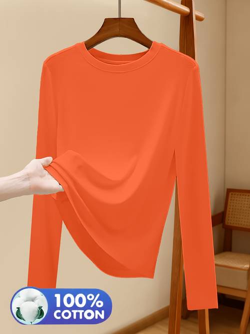 100 long sleeve t shirt for women breathable and comfortable round neck base layer shirt
