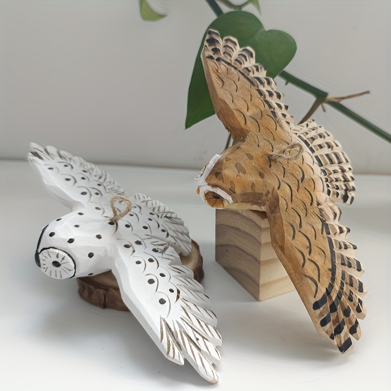 

Handcrafted Wooden Owl Figurine - Lifelike Painted Bird Sculpture, Perfect For Home Decor & Gifts Bird Figurines Owl Home Decor