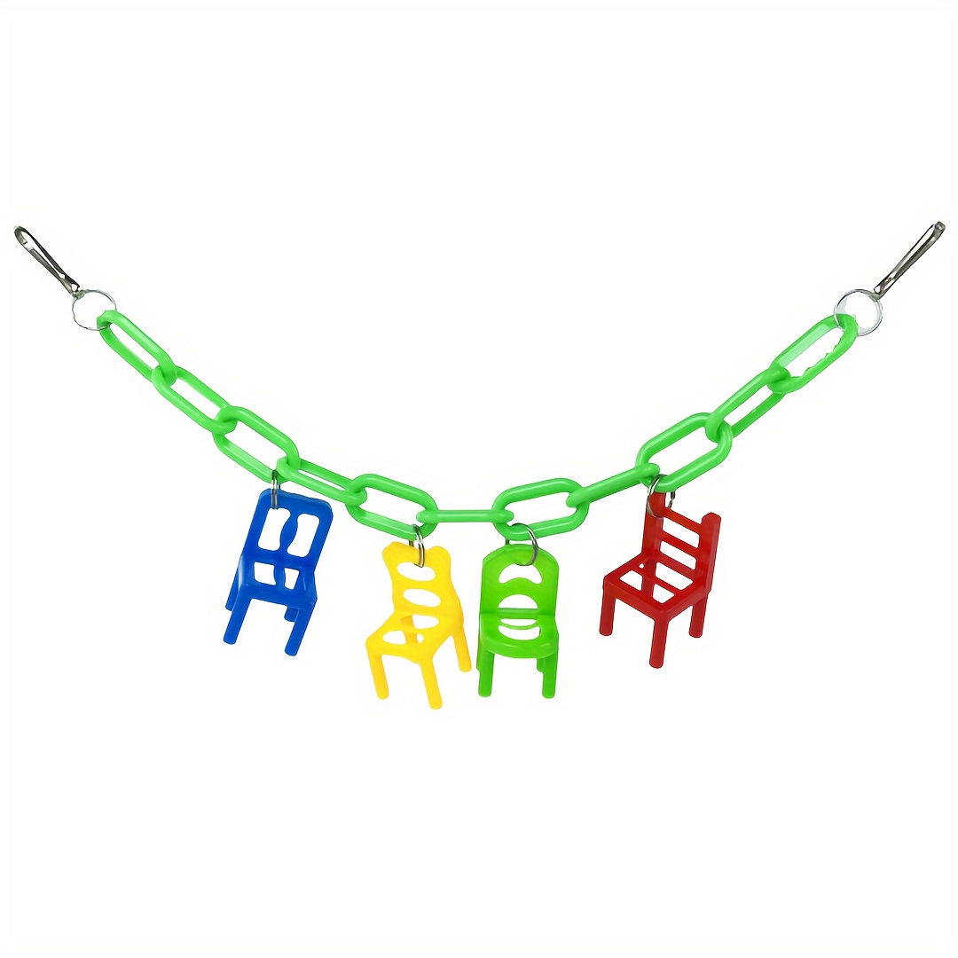 

1pc Parrot Bird Colorful Hanging Bridge Swing Toy, Plastic Chain With Chewable Chairs, Interactive Parrot Cage Accessory