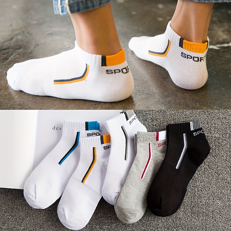 

5 Pairs Of Men's Anti Odor & Sweat Absorption Fashion Simple Low Cut Socks, Comfy & Breathable Thin Socks, For Daily & Outdoor Wearing, Spring And Summer