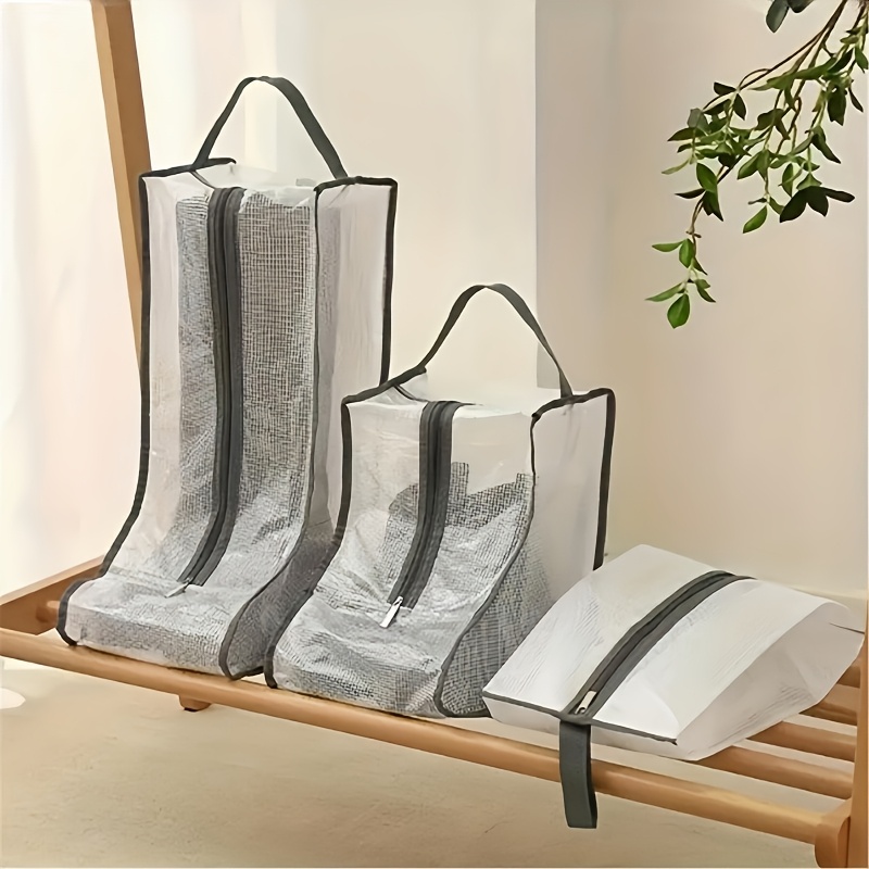Lot De 2 Sacs De Rangement Portables Pour Bottes Anti-Poussière Avec Fermeture Éclair Et Poignée - Noir - Maison Et Voyages