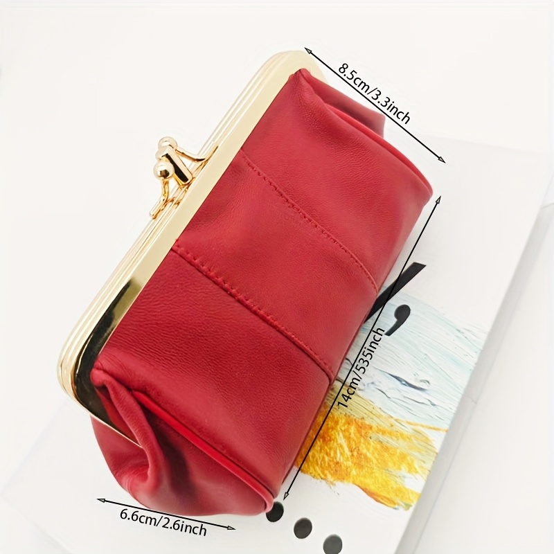 Retro Women's Clutch Coin Purse, Lipstick/coin Bag. Multi-compartment With Back Zipper And Kiss Lock Design, Fashionable And Versatile For Daily And Evening Parties