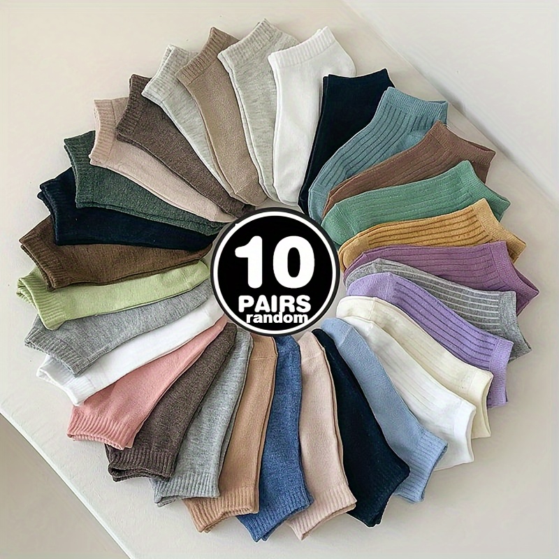 

de 10/20 paires de chaussettes invisibles pour adolescents - Mélange de polyester, élasticité au spandex, tissu tricoté confortable, chaussettes basses pour les chevilles pour les 14 ans et plus