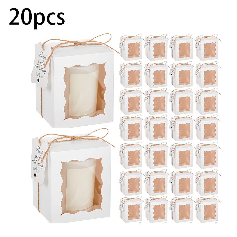 TEMU 20 pezzi Scatole Regalo, Stile con Finestra, Decorate con Etichette in di Iuta, Adatte per Regali, Matrimoni, Feste di Compleanno, Bomboniere,