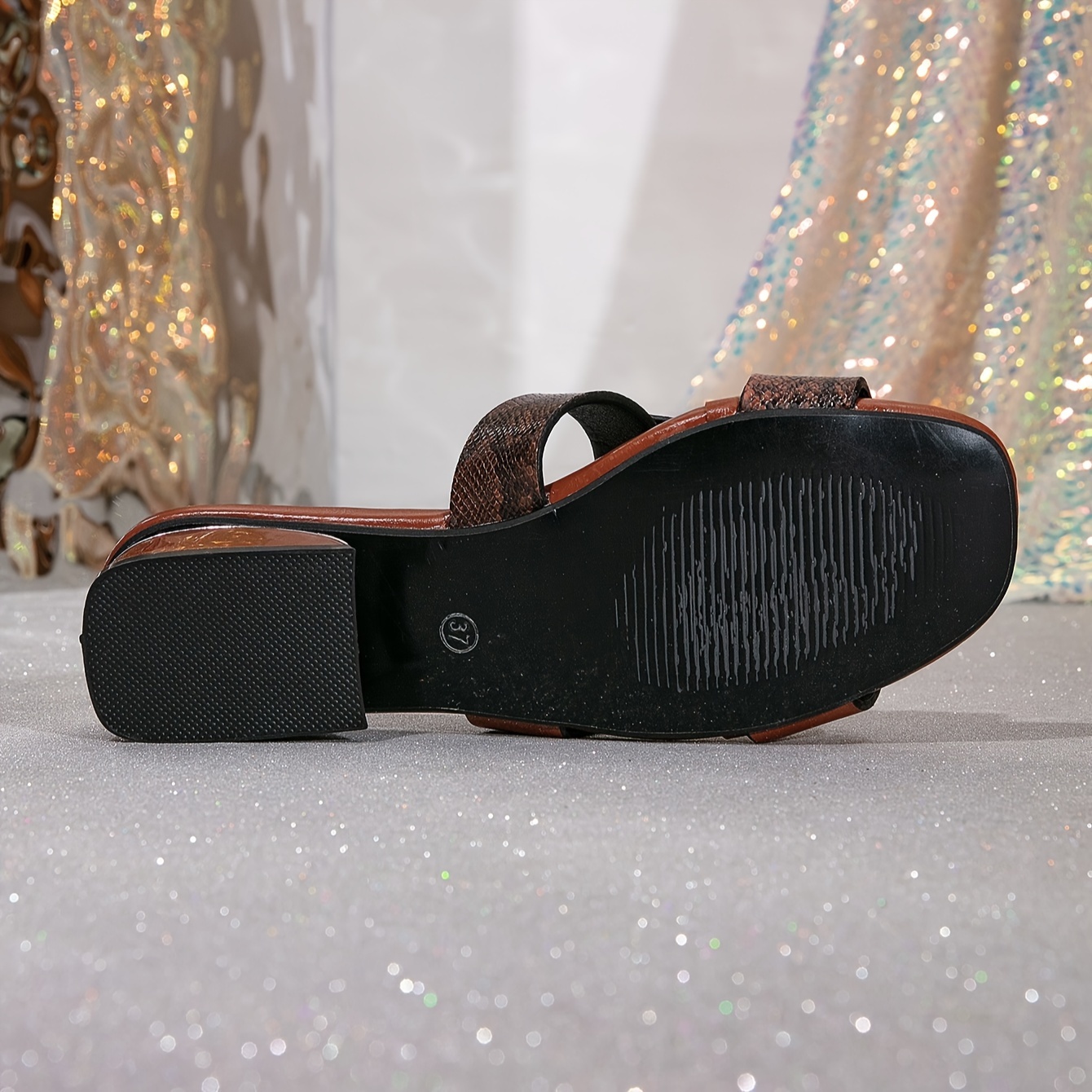 Chic Women's Snakeskin Pattern Sandals - Retro-Inspired, Comfortable Low Chunky Heel, Open Toe Slip-On Design with Faux Cover Straps, Perfect for Casual Summer Wear, Strappy Sandals