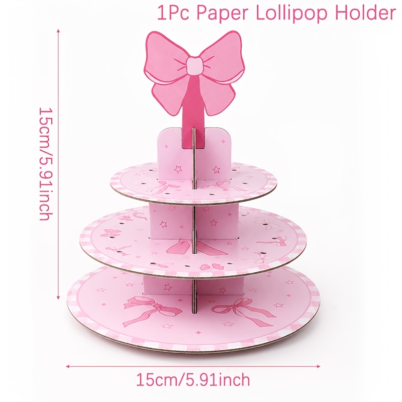 TEMU Noël, Halloween, 1 pièce, convient pour mariage, baby shower, anniversaire, style coquette, centre de table porte-sucettes à 3 niveaux avec nœud