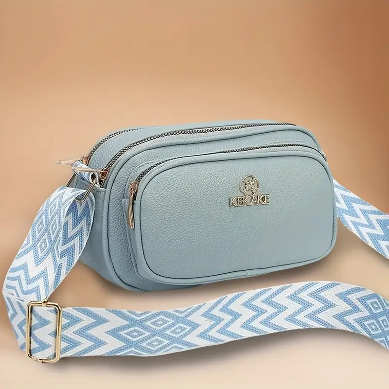 an elegant and versatile small square bag for women a49 made of pu material shoulder bag reading bag mobile phone bag three zippers three storage can store mobile phones wallets coin purses etc suitable for etc details 6