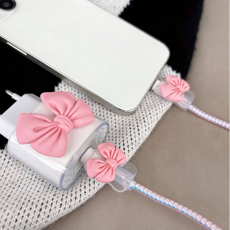 E-shop 5er-Pack 20W EU-Ladegerät Schutzhülle, für iPhone 16 Pro Max Datenkabel Schutz, geeignet für iPhone 13 14 15, mit Schleifen-Design Anti-Biss