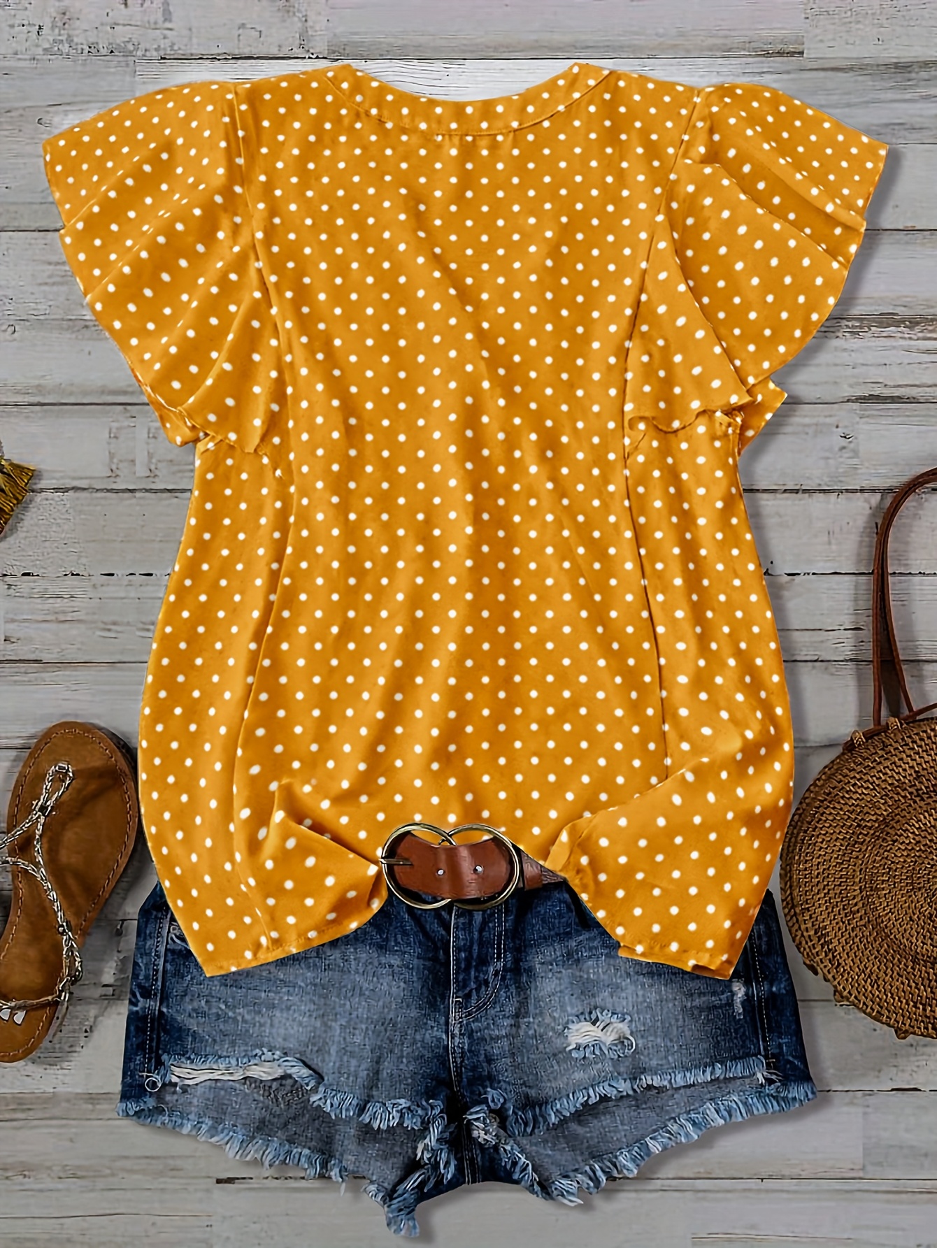 plus size women's plus size blouse brown polka dots Temu Ireland