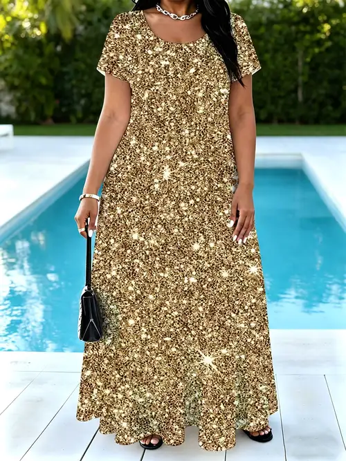 women's plus size gold dress Formal Dresses For Overweight Ladies Dress Sleeves Plus Size Gold Dresses Women Long Different styles give you different experiences City Chic Women's Kaia Metallic
