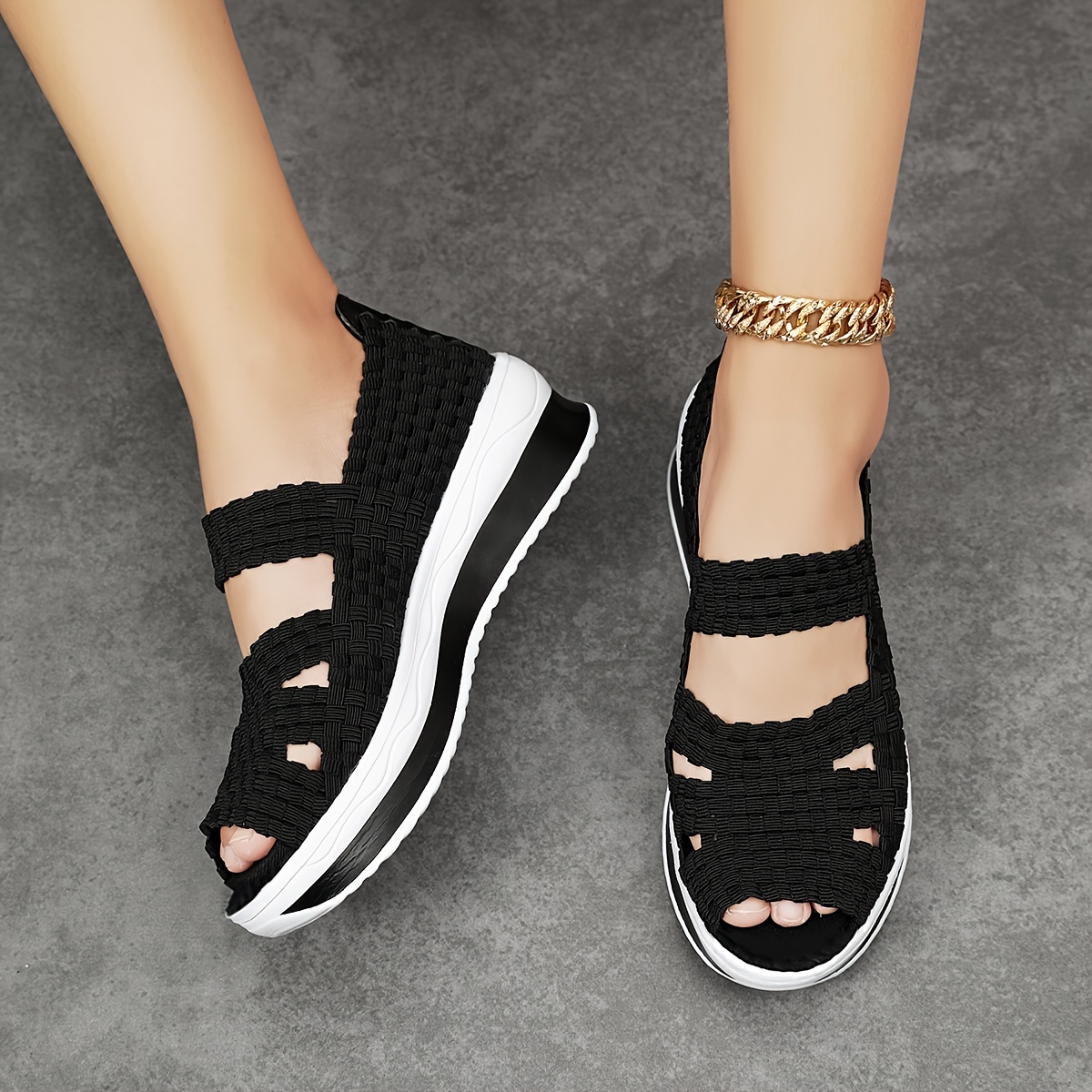 women s handmade solid color sneakers ankle band platform details 4