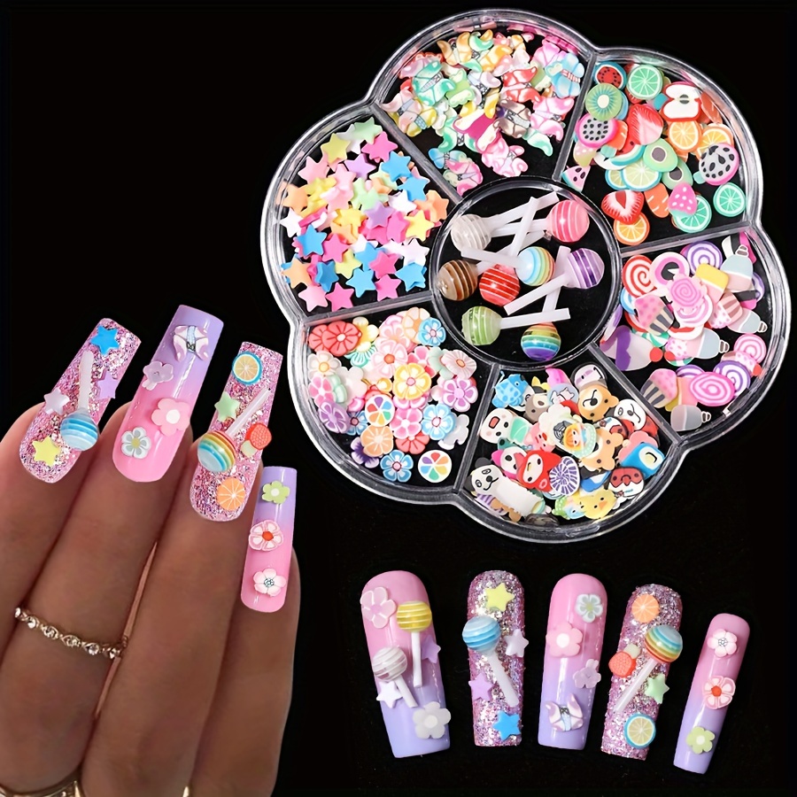

3d Flower Nail Charms, Cute Cartoon Nail Art Accessories, Fruit Lollipop Ice Cream Nail Art Supplies For Women And Girls,nail Art Jewelry