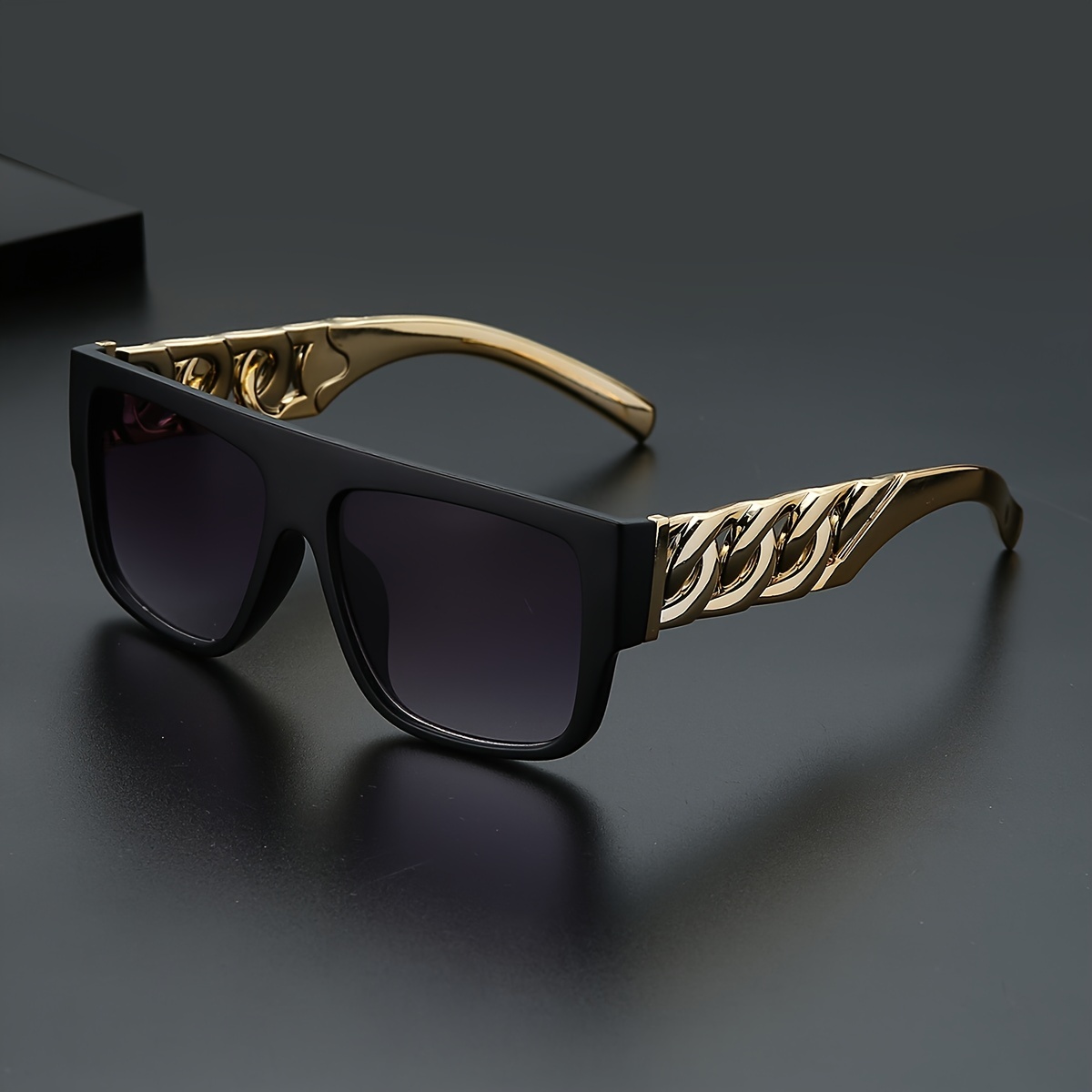 

Fashion Men's Decorative Glasses, Cool Flat Bottom, Thick Lace Temple, Hip Hop Rap Fashion Glasses