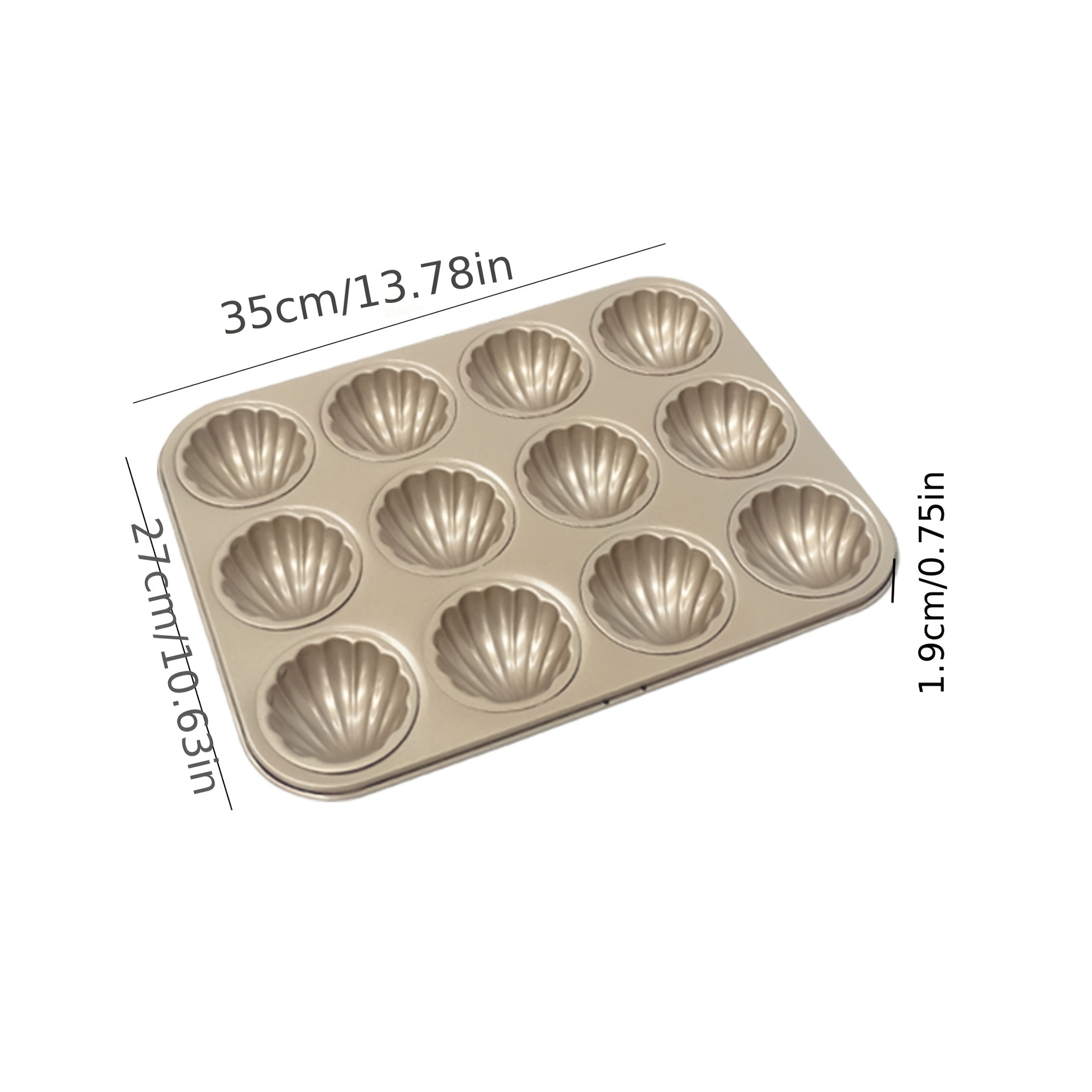 E-shop Antihaft-Madeleinenform, 6 oder 12 Fächer - Robuste Metall Backform, elegantes Muscheldesign, Antihaftbeschichtung für perfekte, runde Ecken,