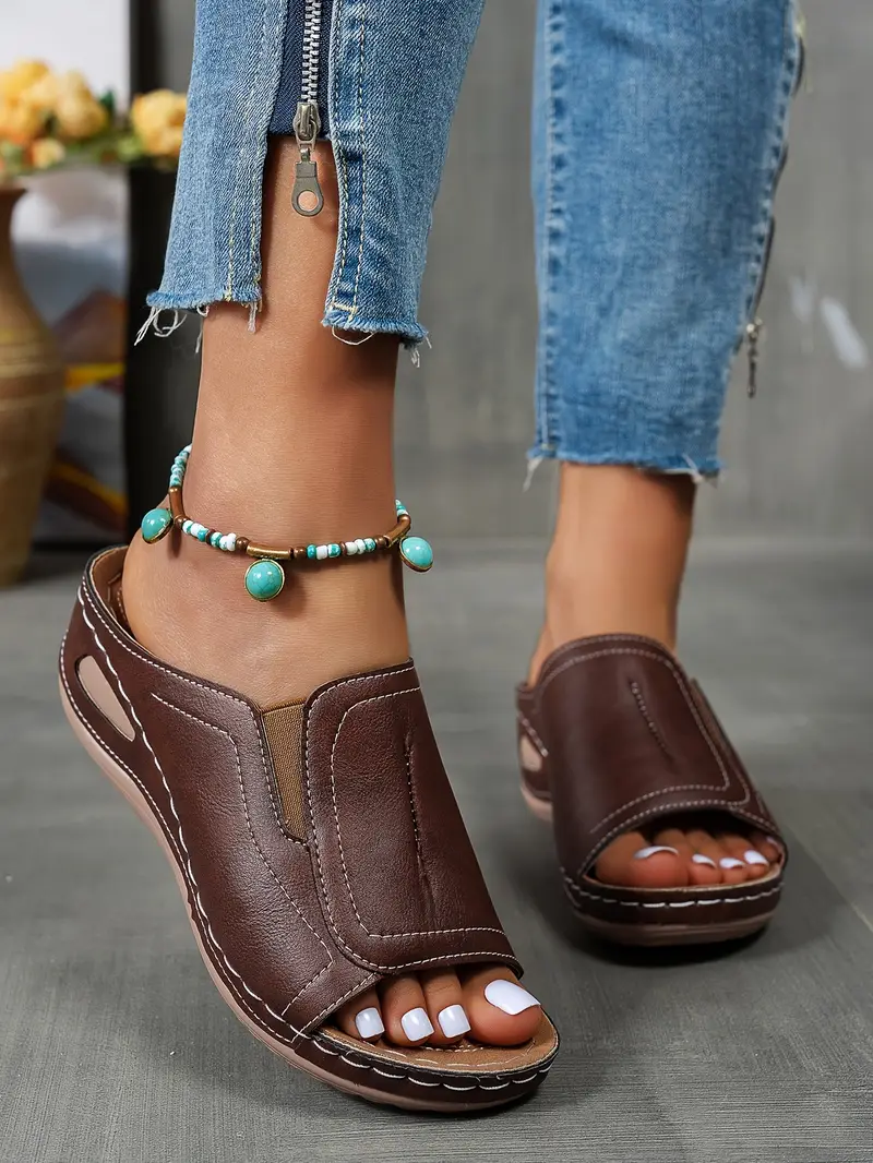 womens comfortable casual wedge sandals everyday anti slip shopping shoes summer outdoor beach slippers Product details 6