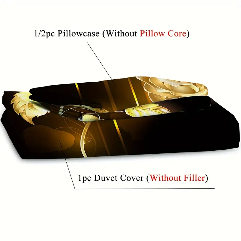 2 3pcs 1 duvet cover 1 2 pillowcase without core golden rose flowers romantic valentines day branch flower garden couple print soft comfortable bedding set for bedroom dorm room family gift Product details 6