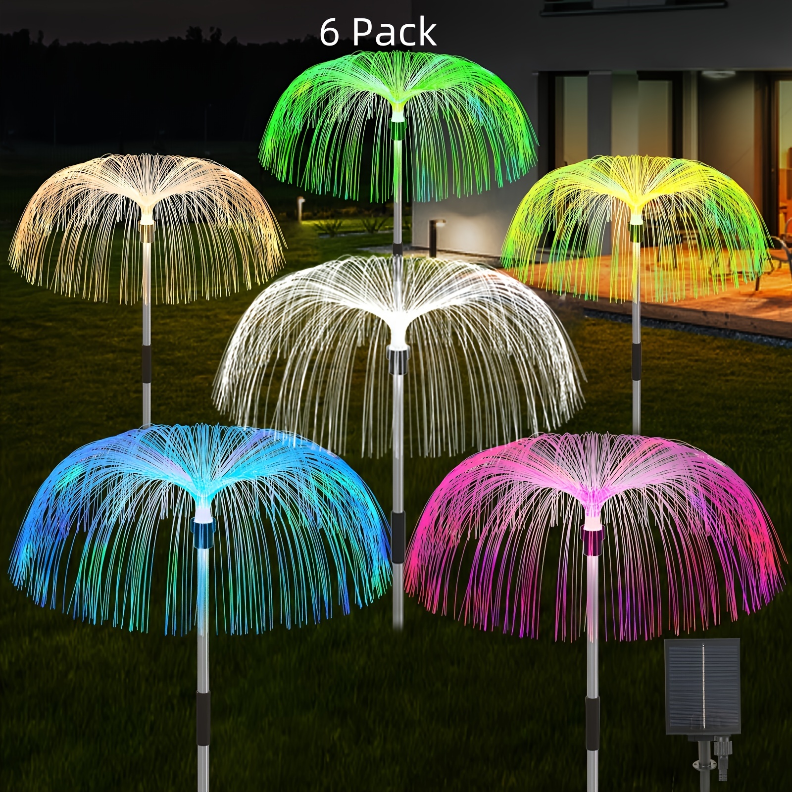 

6 Packs 7 Colors Changing Jellyfish Lights Outdoor Solar Flower Garden Lights For Yard Pathway Lawn Festival Wedding Party Decoration