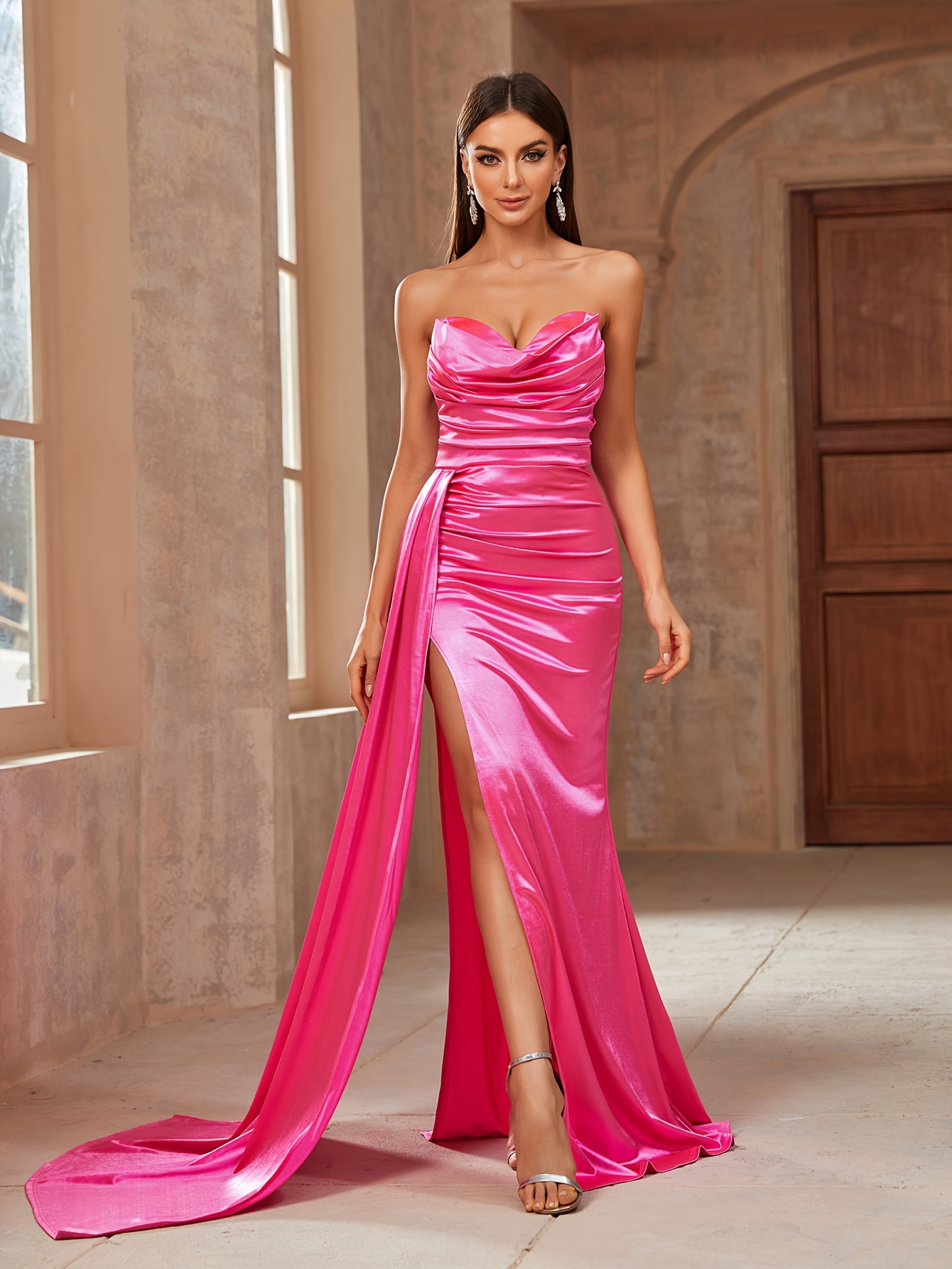 chinese dress ladies Wrap Flounce Midi Dress