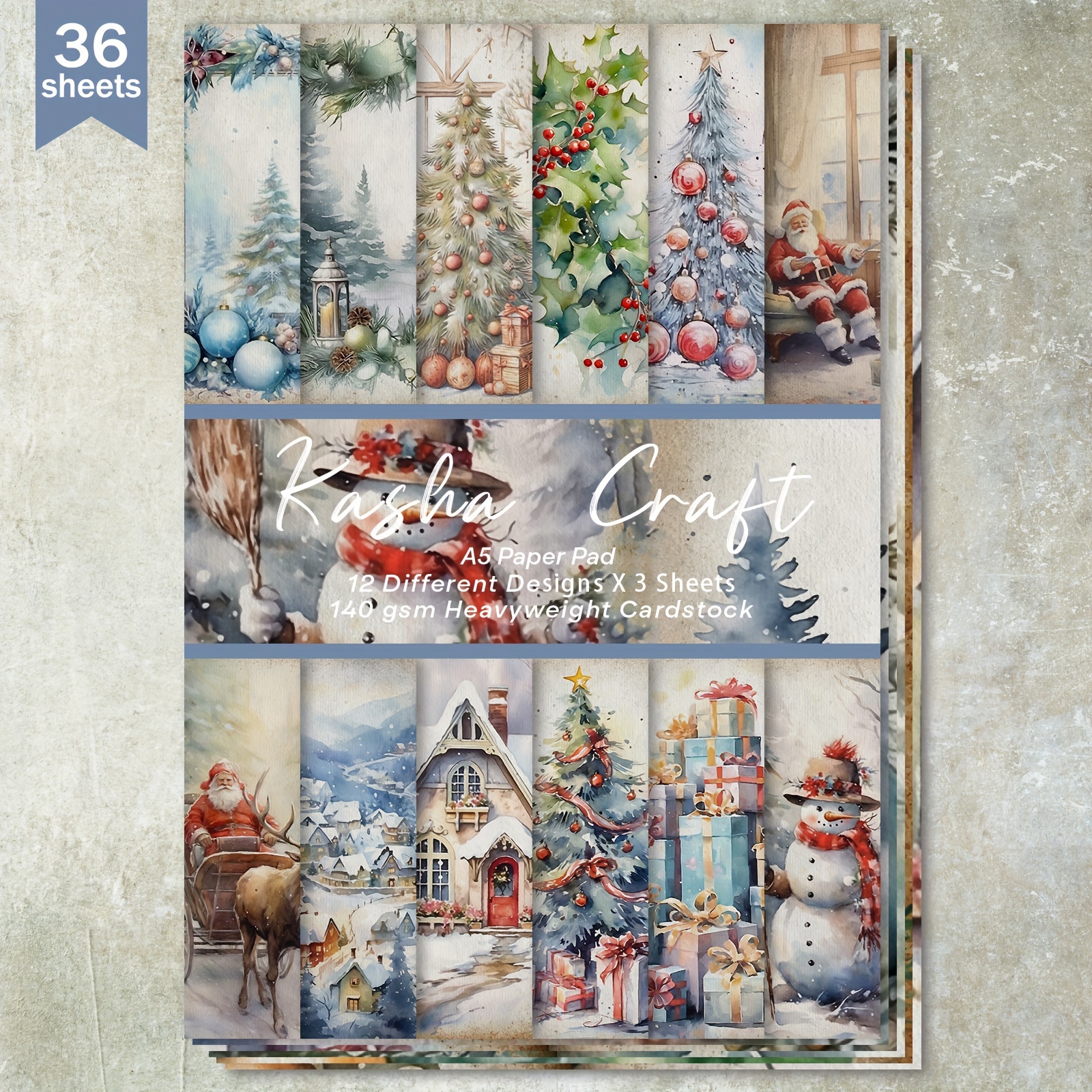 

[top-] 36-sheet A5 Christmas - Santa, Snowman & For Bullet Journals, Greeting Cards, &