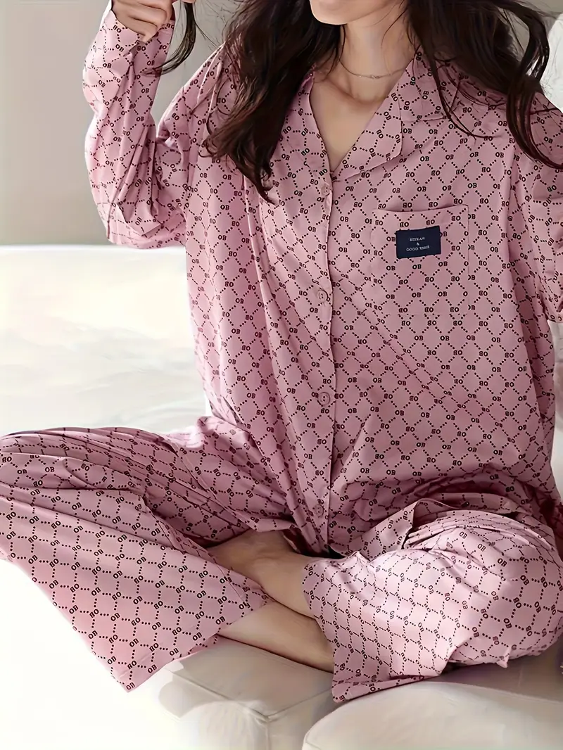 spring and autumn new women long sleeve cardigan button pajamas and pants pajamas comfortable pajamas at home Product details 2