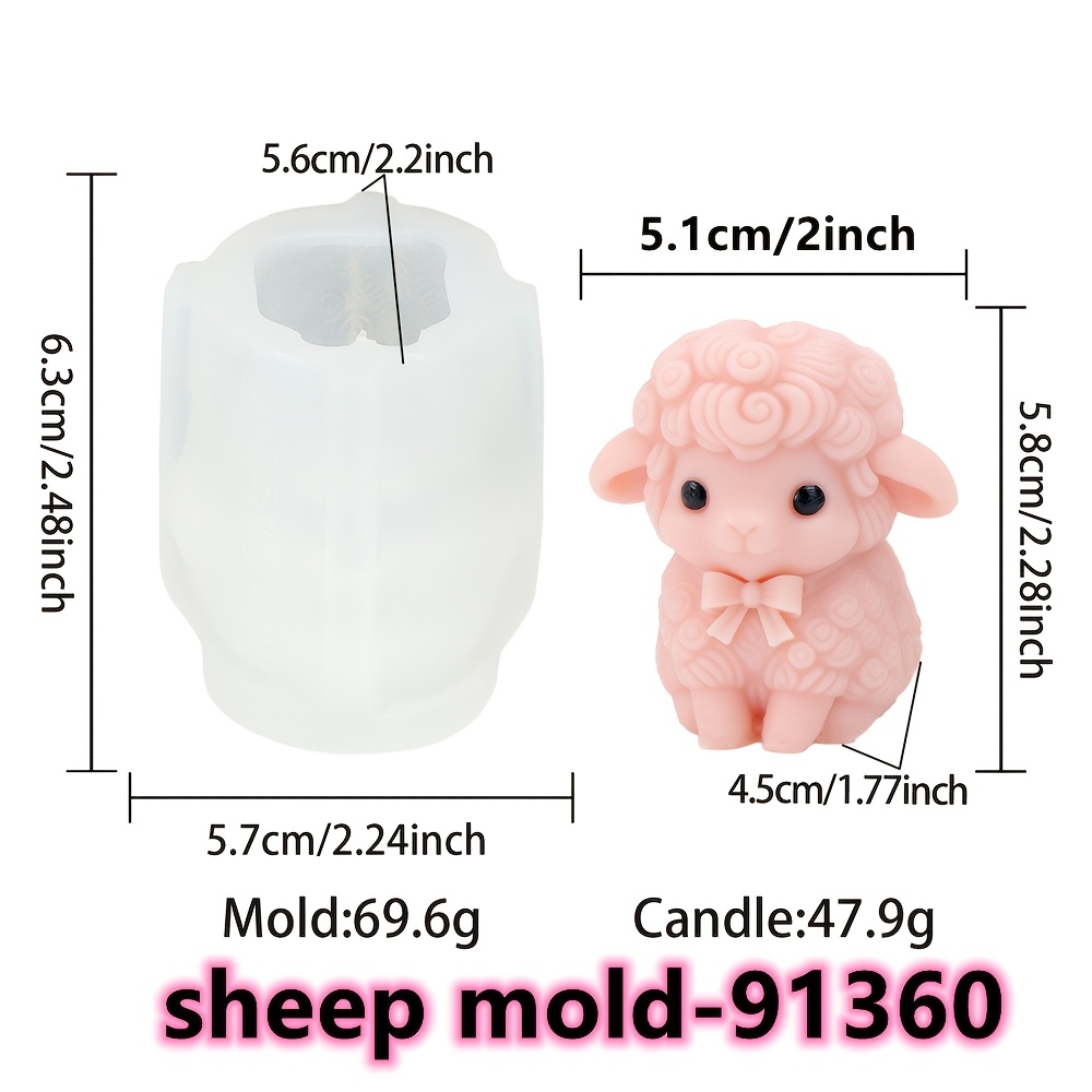 TEMU 1pc Cute Sheep Resin Silicone Mold - Suitable For Handmade Crafts, Used With , Plaster, Cement, Clay, Concrete, Candles, And Soap. It Features A