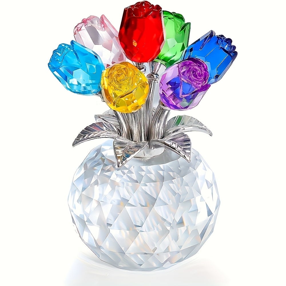 TEMU Colored Artificial - Crystal For Anniversaries, Day, Father's Day, Christmas, Valentine's Day, And National Grandparents' Day - Eternal Rose