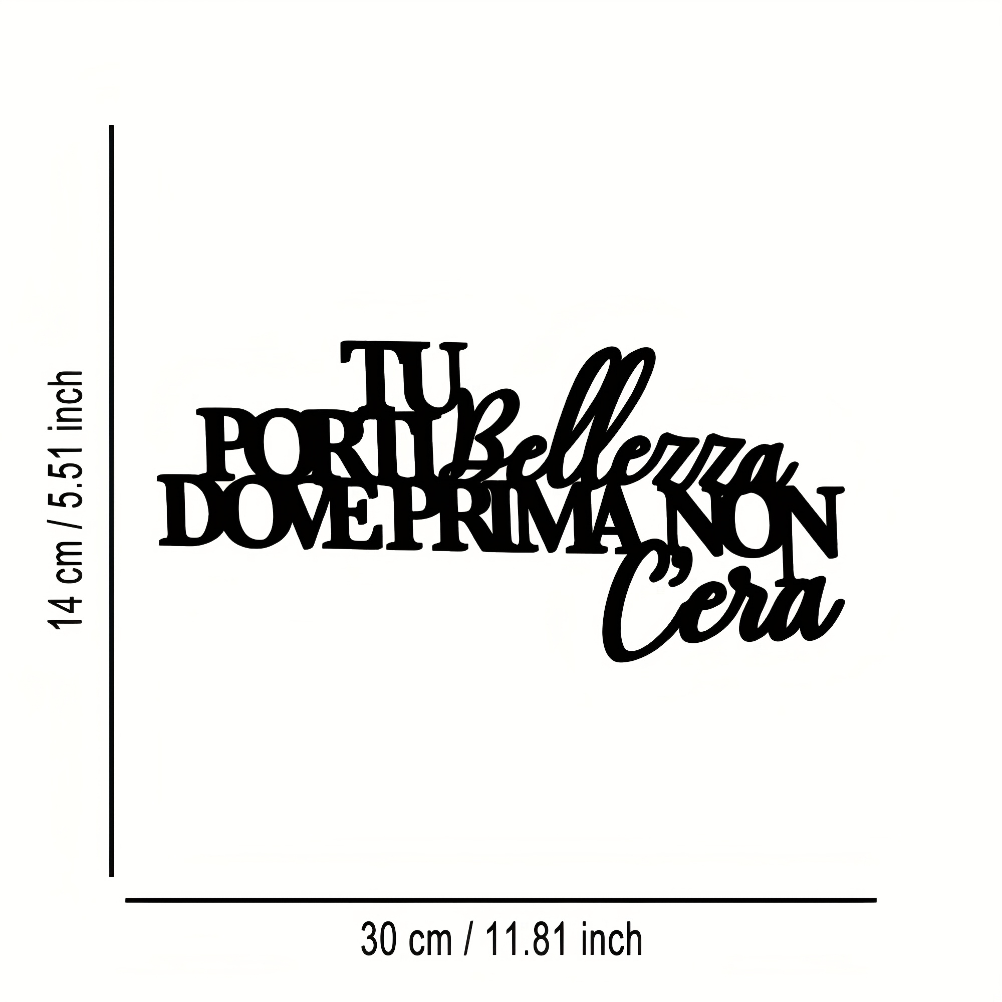 TEMU Decorazione Murale in Metallo 2D Piatto, 1 Pezzo - Scrittura Elegante con Citazione "Tu Dov'癡 La Non C'癡 ", per Soggiorno e Regalo di Natale o