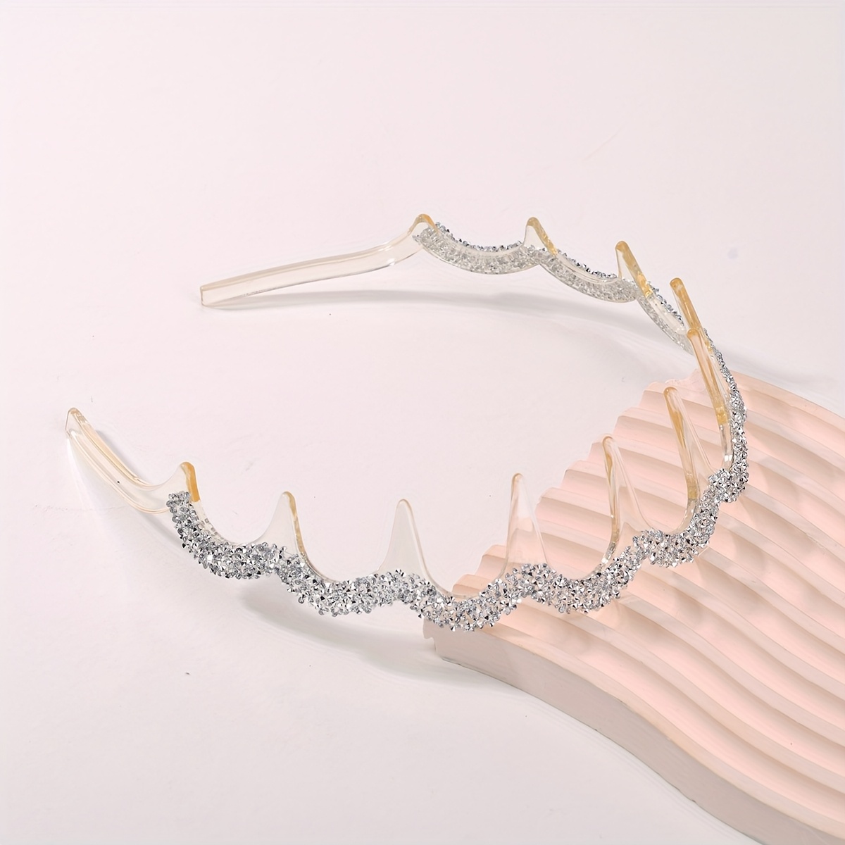 TEMU Women's Non-slip Hair Headband With -like Rhinestone - Elegant Hairband For Thick Hair, Secure Hold For Everyday, Parties, Formal Events - Soft
