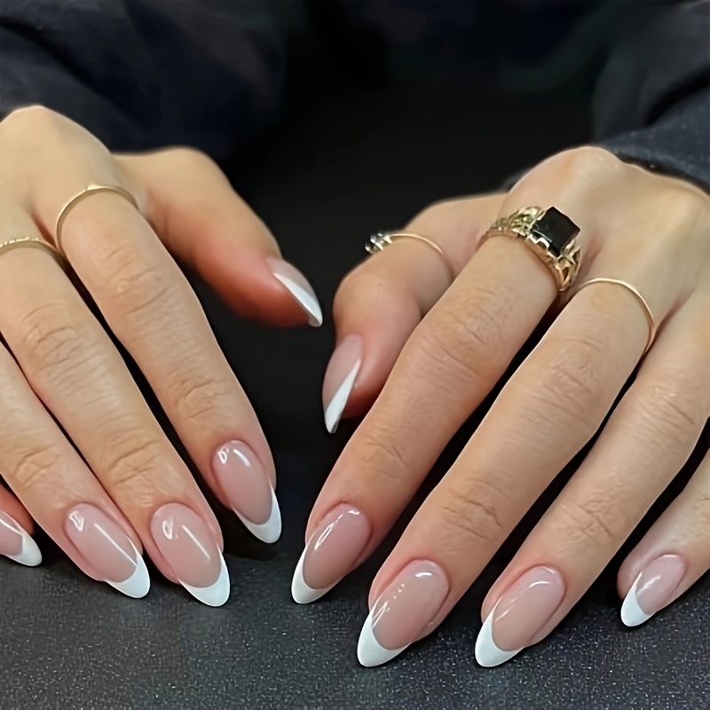 Image of Upgrade Your Look With 24 Short Almond-shaped Press-on Nails, European And , Pure , Nude Temperament, Fake Nails, Mixed Colors, Detachable Nails, With Jelly Glue 1 Nail File 1