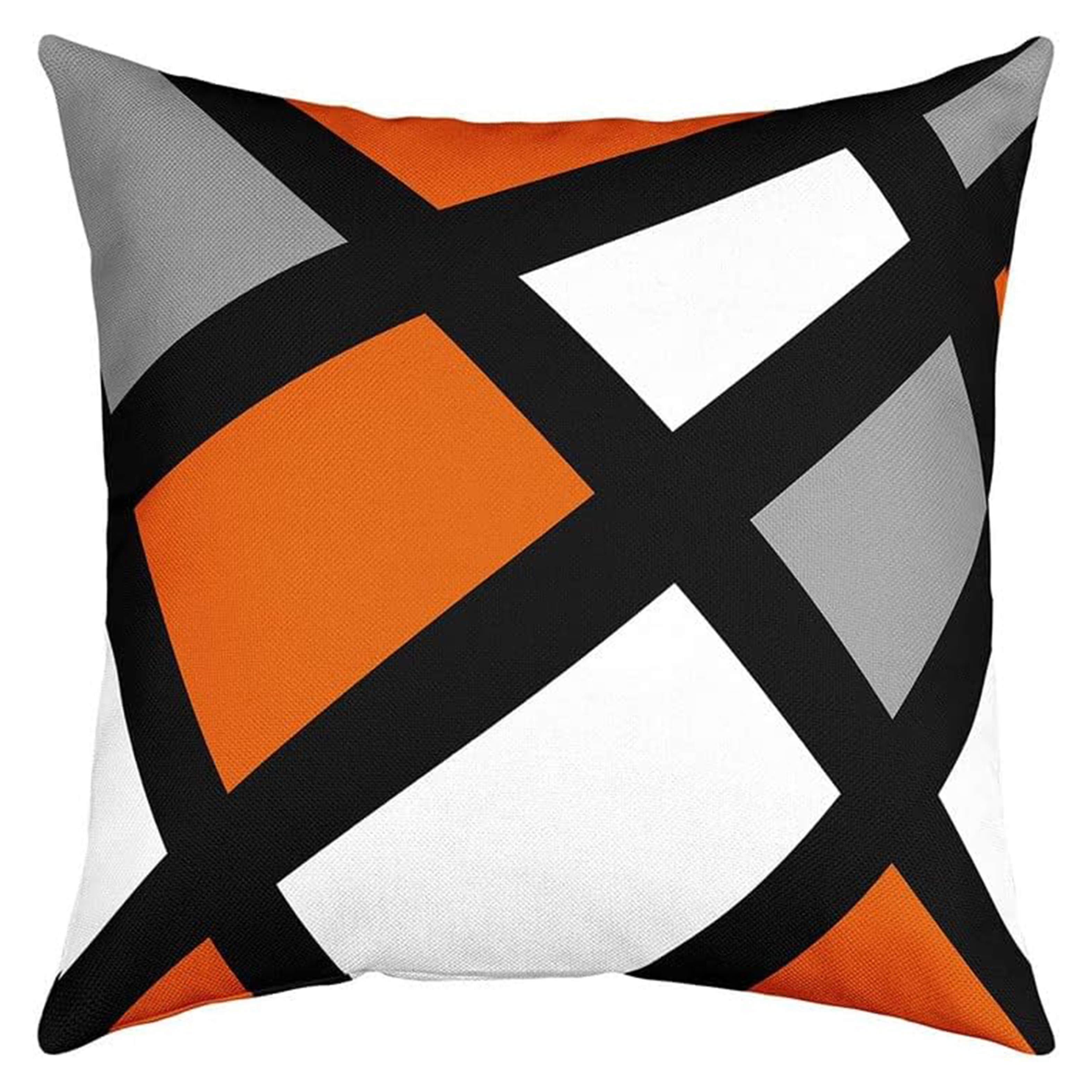 

Modern Abstract Linen Throw Pillow Cover - Geometric Stripe Design, Zip Closure, Machine Washable - Perfect For Living Room & Bedroom Decor - Orange, Gray, Black, White