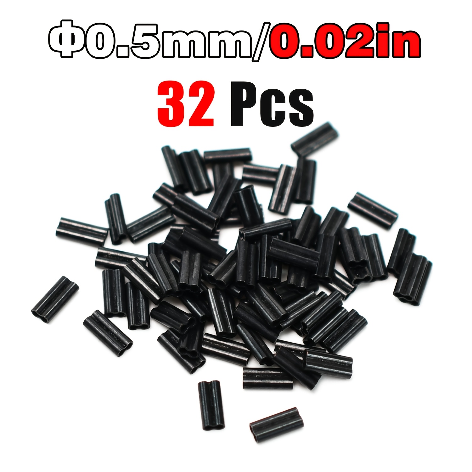 TEMU 32pcs/bag Double Copper Tube Fishing Accessories 0.5mm/0.6mm/0.7mm Diameter Crimping Copper Tubes