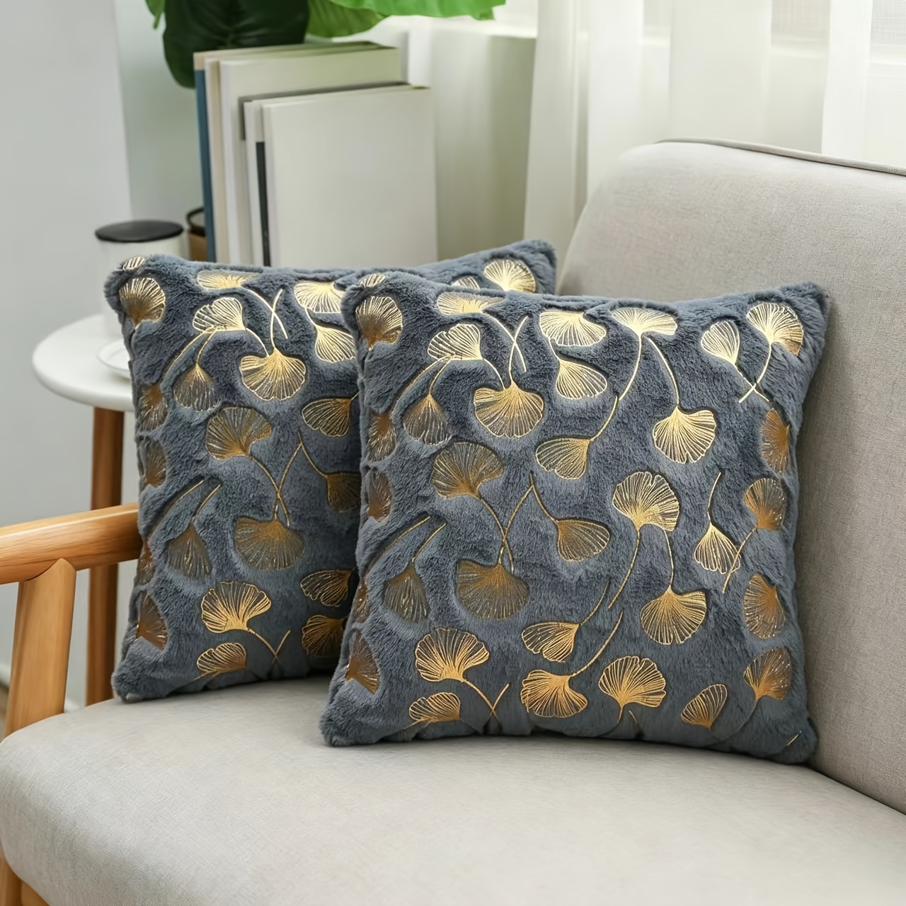 2pcs Set Of Fluffy Pillowcases With Golden Glitter Print Pillows, Decorated With Soft Glitter Covers, Used For Sofa, Bedroom, Party Decoration