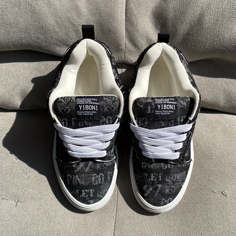 TEMU Low-top Sneakers With Thick , Trendy Chunky Shoes For Students, Niche Casual Skate Shoes