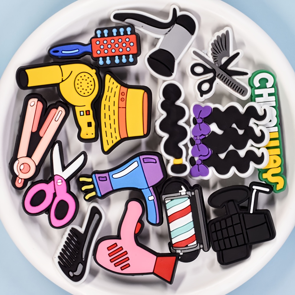 

18pcs Themed Shoe Charms Set, Soft Pvc, Scissors & Tools Pattern, Plastic Simulation , Decorative Accessories For Sandals & Garden Shoes