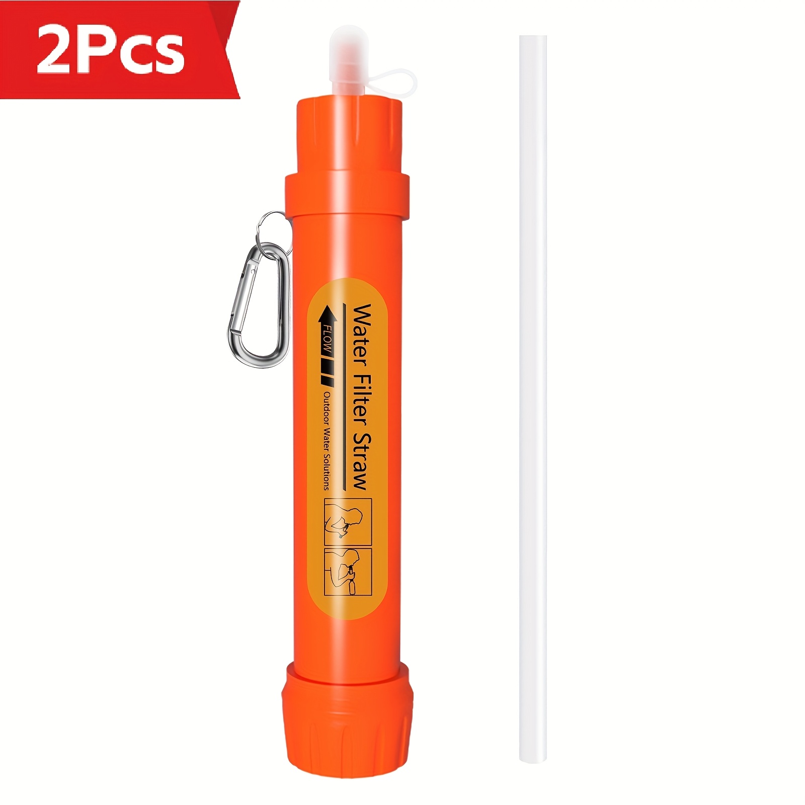 2pcs/4pcs, Personal Water Filter Straw Mini Water Filter Survival Gear For Hiking, Camping, Travel And Emergency Preparedness