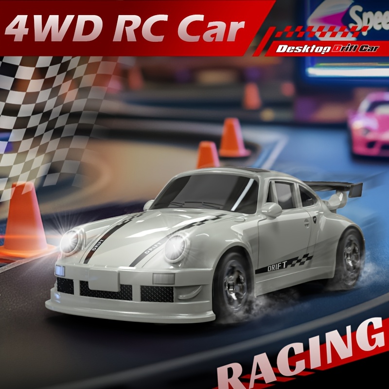4WD RC Drift Car with Lights, 1:64 Scale Remote Control Toy