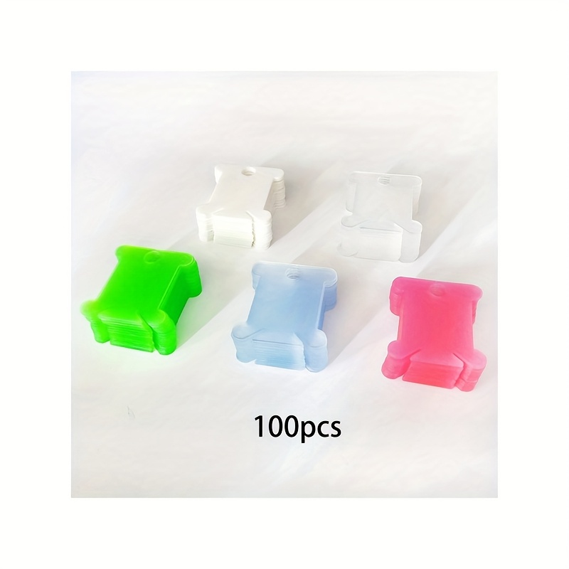 TEMU 100pcs Embroidery Thread Spool Holder, Cross Stitch Storage Rack, Colorful Plastic Sewing Thread Card, Thread Organizer, Thread Management Tool,