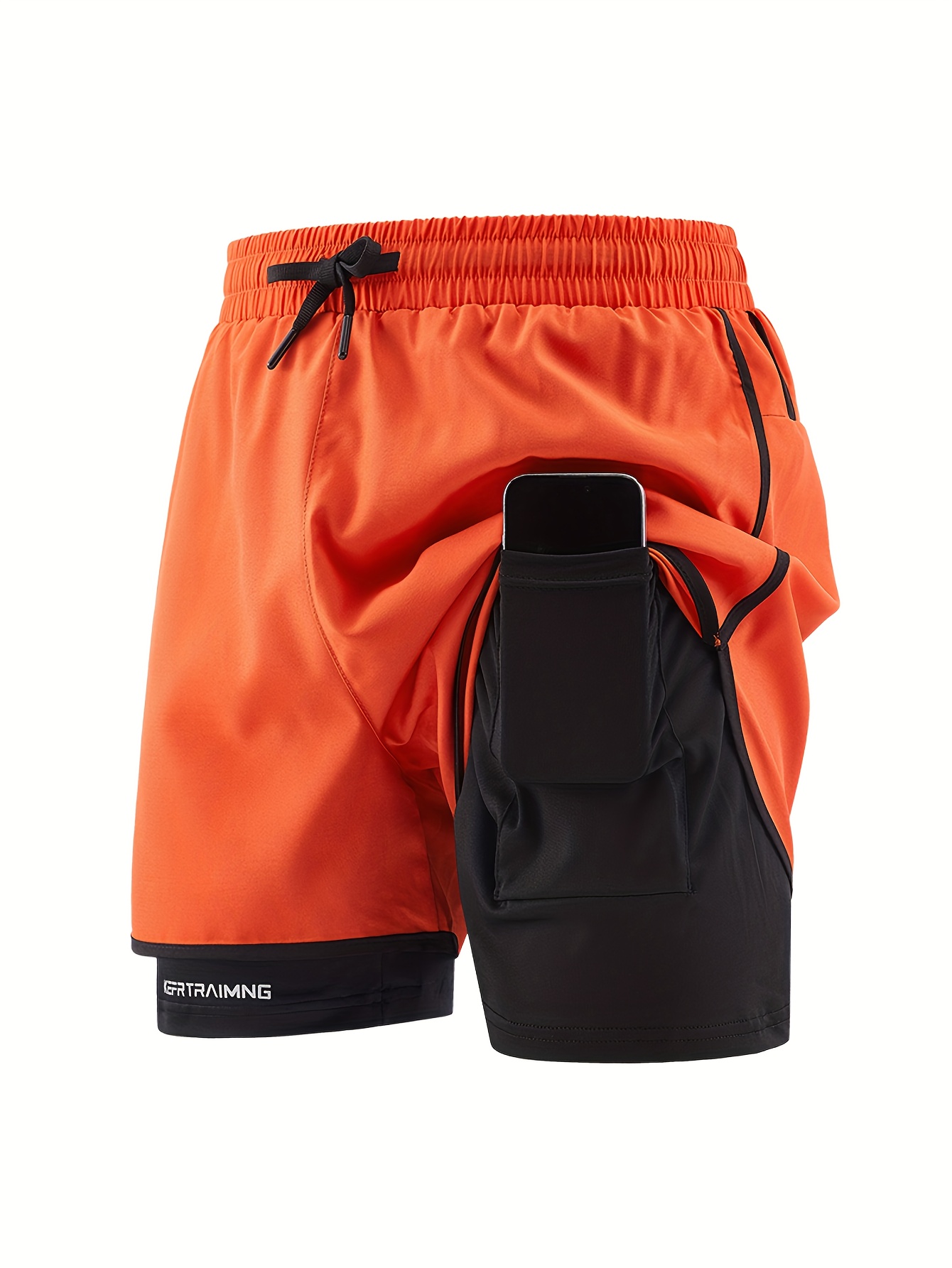 caramel obm mens casual three quarter two in one shorts suitable for fitness training cycling outdoor hiking swimming comfortable shorts   breathable sweat absorbent elastic shorts summer daily wear