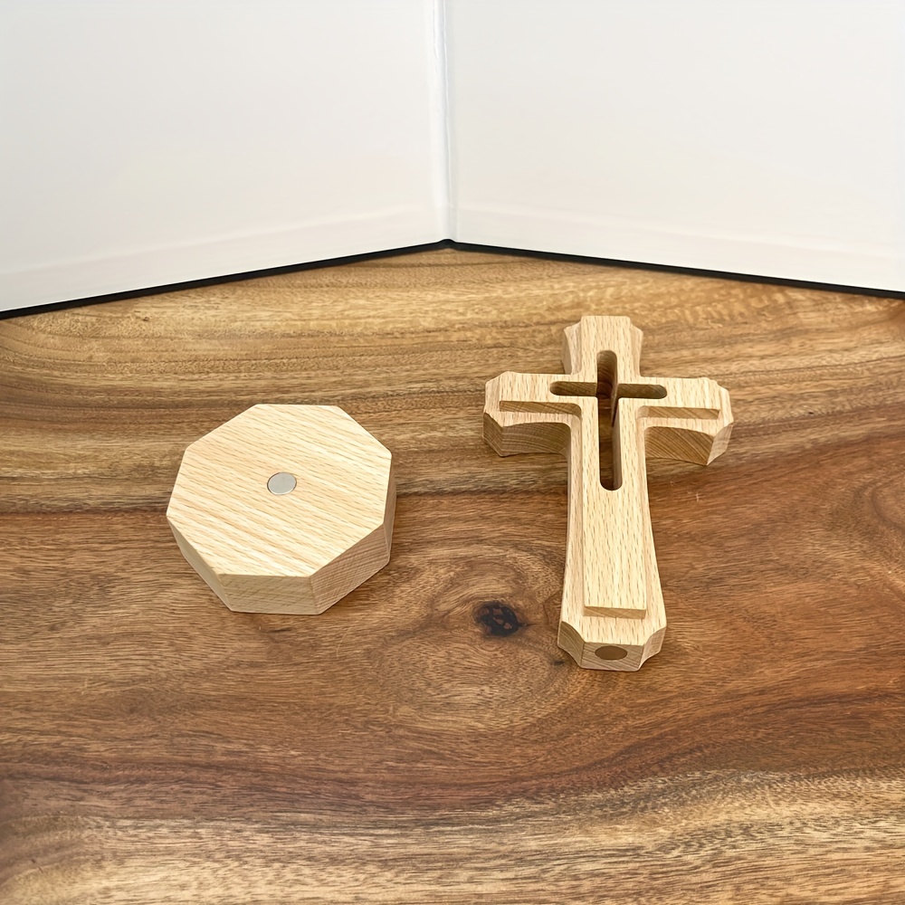 Artisanat Bois Portable Croix En Bois Avec Cœur époxy - Encouragement - Porte-bonheur De Poche - 5.1x2.5cm Cadeau Chrétien