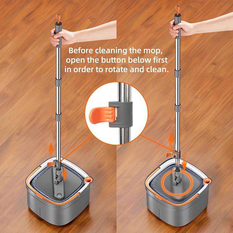 spin mop and bucket set with self     water   mop bucket self wringing 360 rotating   mop head for hardwood tile marble floors mop set with 2pads details 7