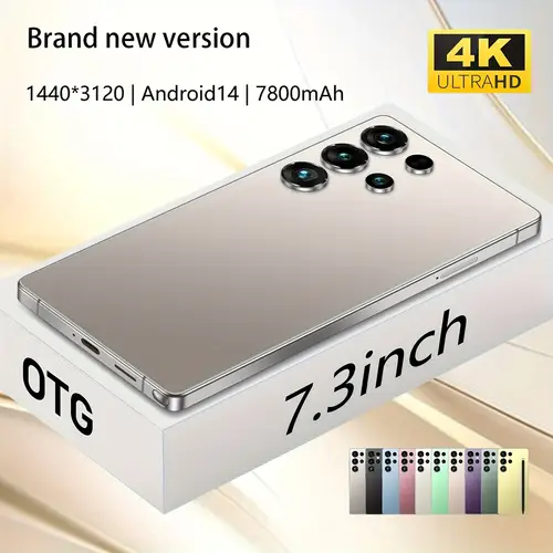 2025 new android 5g smartphone 12gb 512gb 7 3 inch hd display 78mp 108mp hd camera 7800mah high power card built in pen face recognition unlock gps type c charging cable protective case screen protector headphones