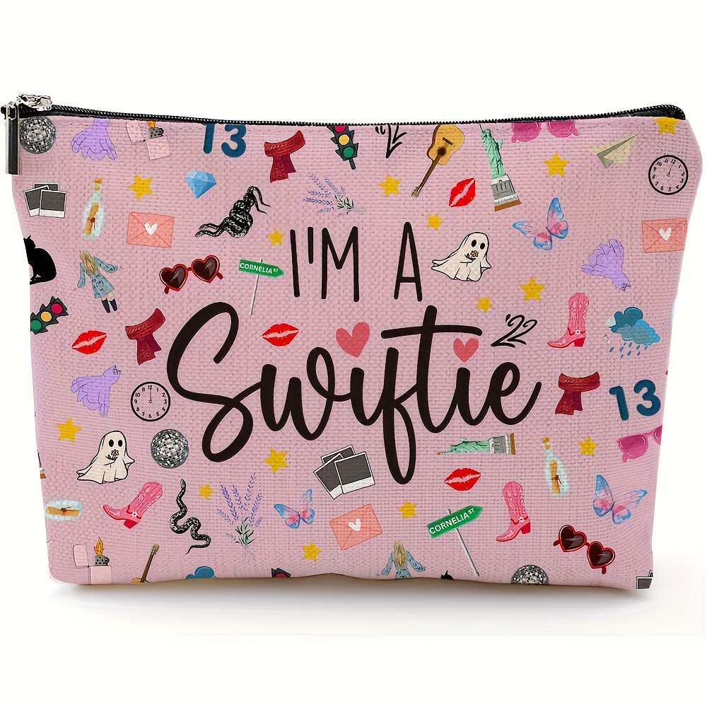 

Swiftie Pink Makeup Bag - Durable Polyester, Non-waterproof, Scent-free Cosmetic Organizer For Travel & Gifts