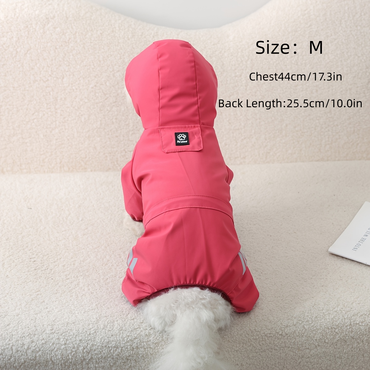 TEMU This Lightweight Reflective Strip Fully Enclosed Four-leg Dog Raincoat Is A Pet Raincoat Suitable For Small To Wear All Year Round.