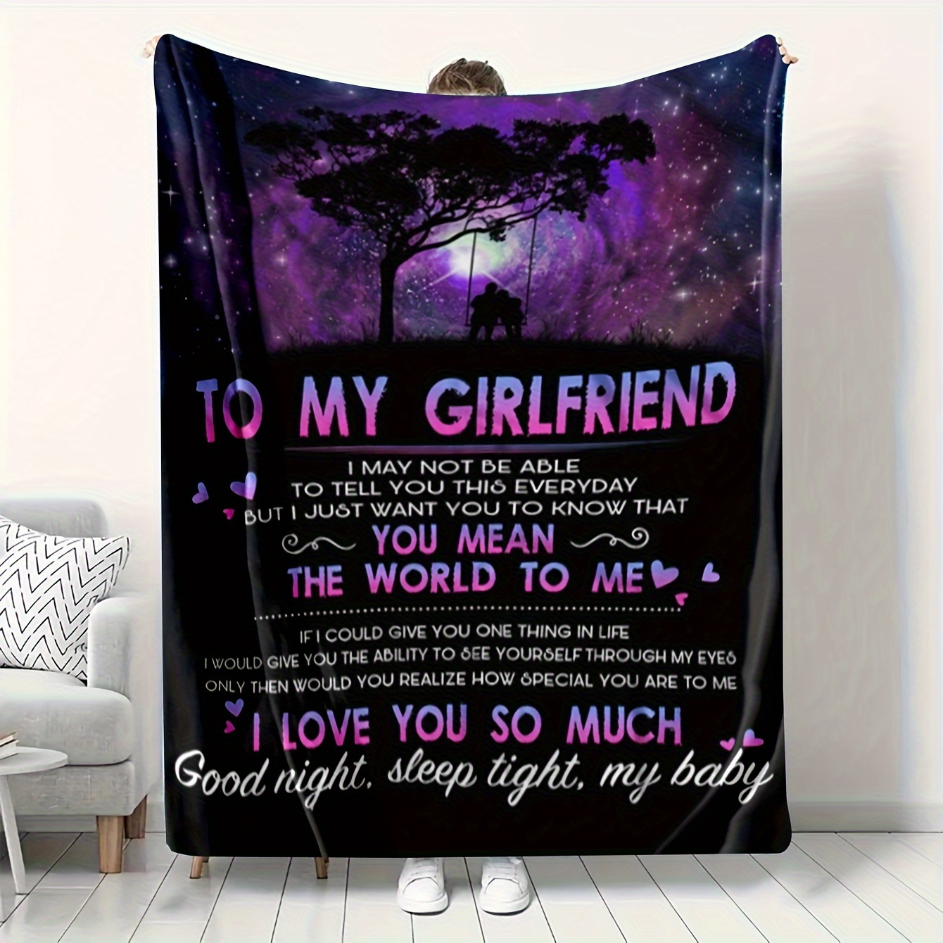 

1pc Letter Blanket To A Girlfriend, Warm And Comfortable Air Conditioning Blanket, Car Blanket, Office Blanket, Personalized Flannel Blanket, Available In All Seasons