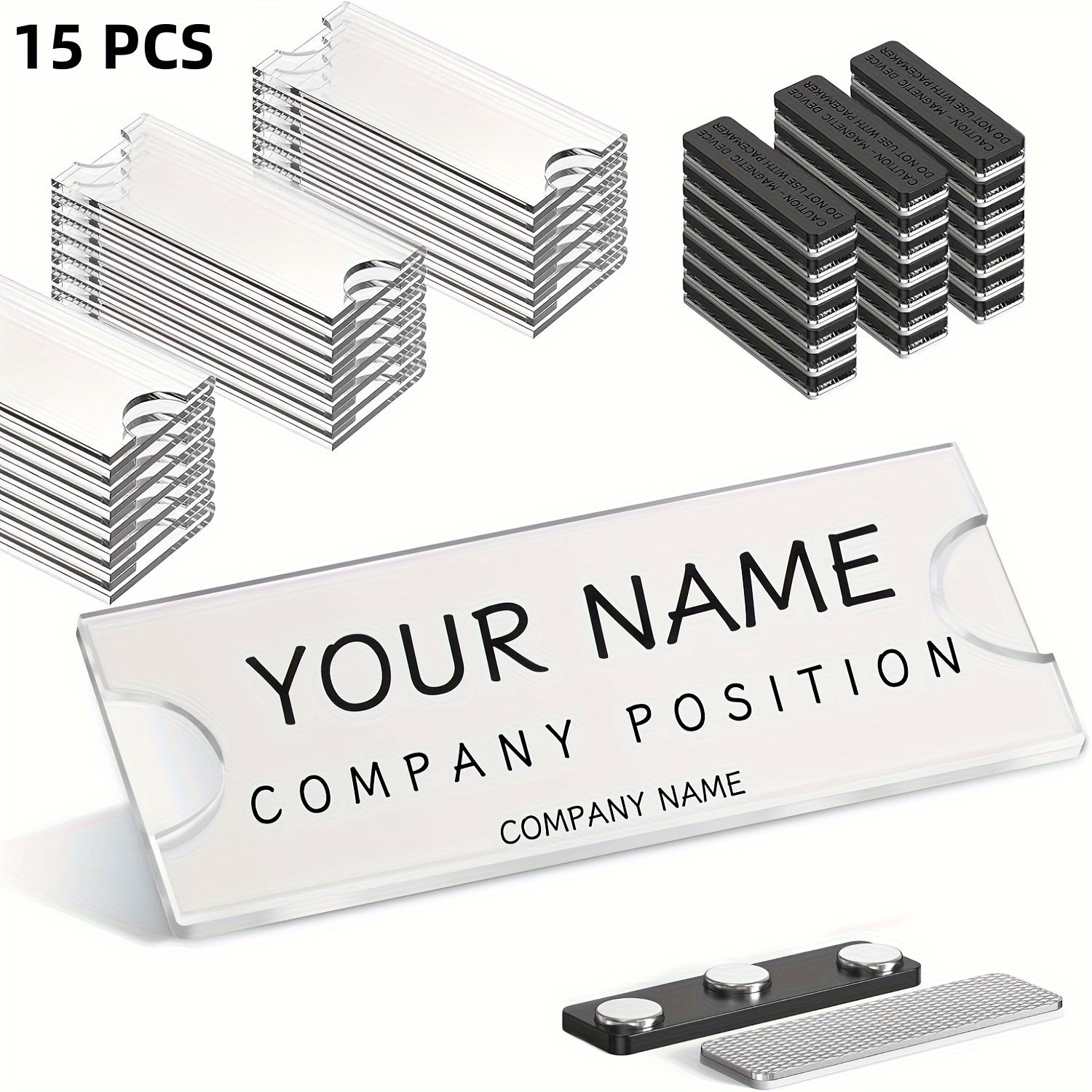 10 15 pack clear acrylic magnetic name tags with protective logo display clips blank name tags suitable for home office  