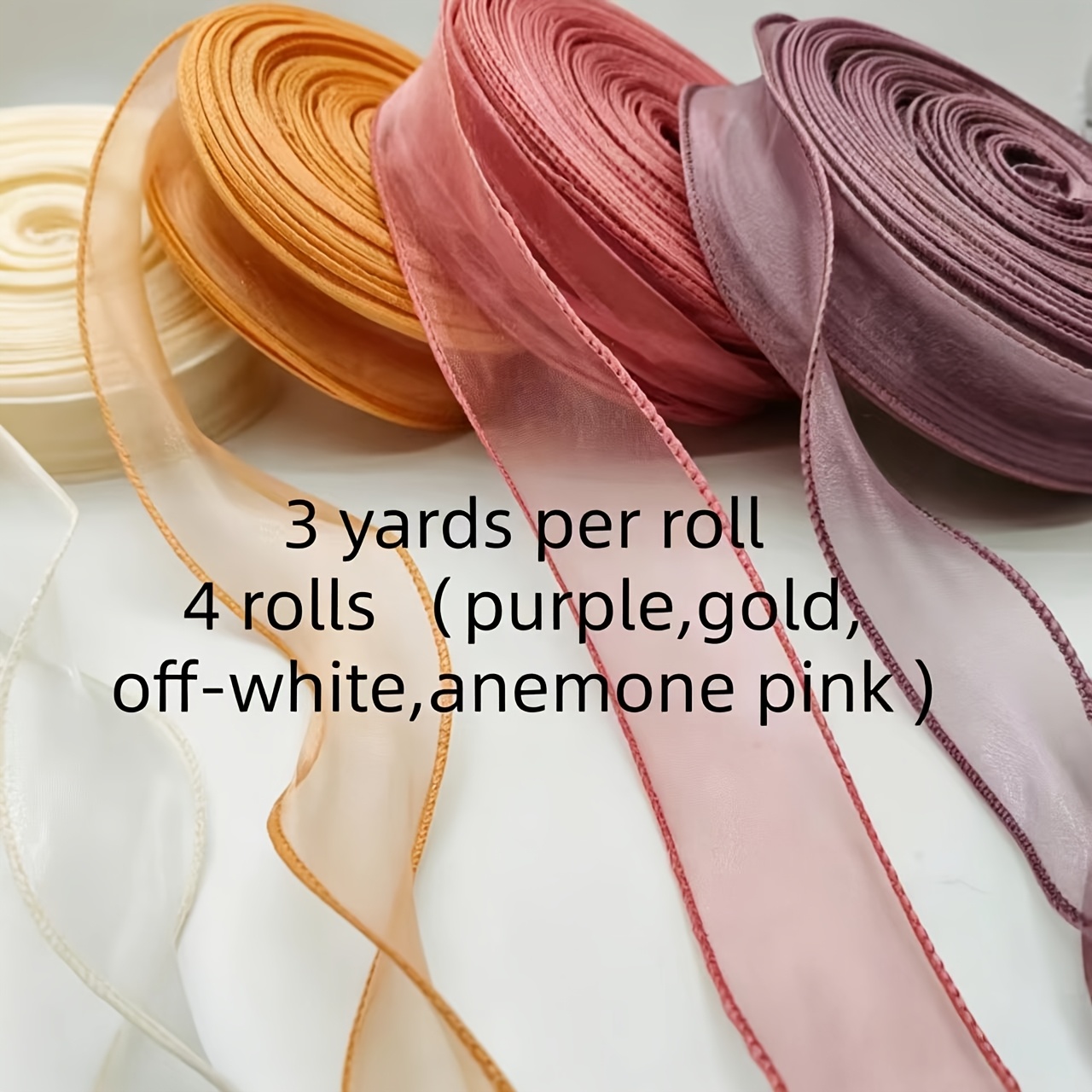 TEMU 4 Rotoli di Nastro e Trasparenti con Bordo Ondulato, Adatti per Bouquet, Confezioni Regalo, Decorazioni Nuziali, Ringraziamento, Natale,