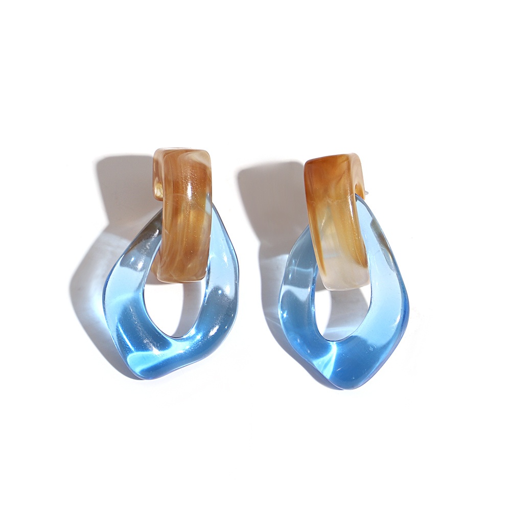 Image of 2pcs Set Vintage Transparent Acrylic Drop Earring Women Elegant Rhombus Pendant Earrings Daily Wear&banquet Jewelry Set Men Trendy Ear Accessories