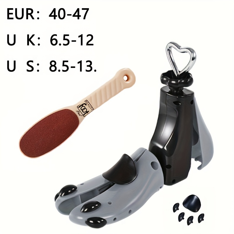 E-shop 2er-Set (1 Schuhdehner + 1 Fußschleifer) Schuhdehner für Herren und Damen aus Kunststoff, hoch- und niedriggezogen, drehbarer, verstellbarer