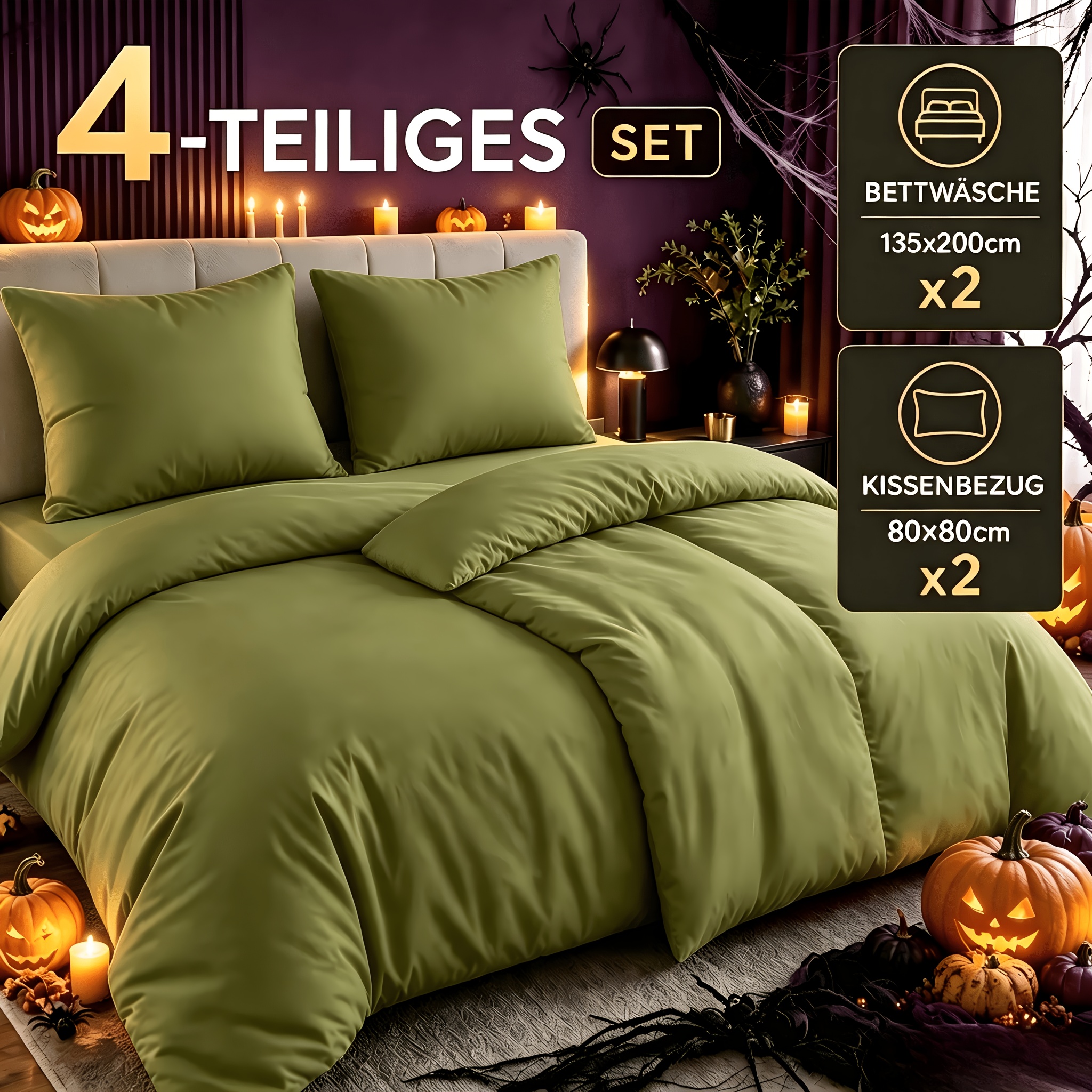 Image of 4pcs Bedding, 135 X 200cm, Machine Washable. Includes 2 Duvet Covers (135 X 200cm) And 2 Pillowcases (80 X 80cm), Soft And Comfortable, Use