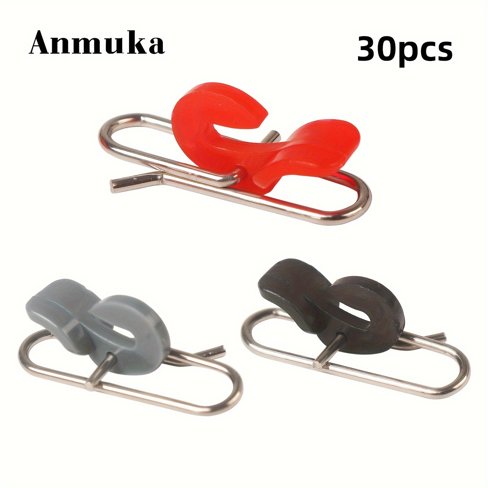 

Anmuka 30pcs Black Stainless Steel Fishing Clips Release Hooks - Pvc & Stainless Steel Connectors For Sea Fishing